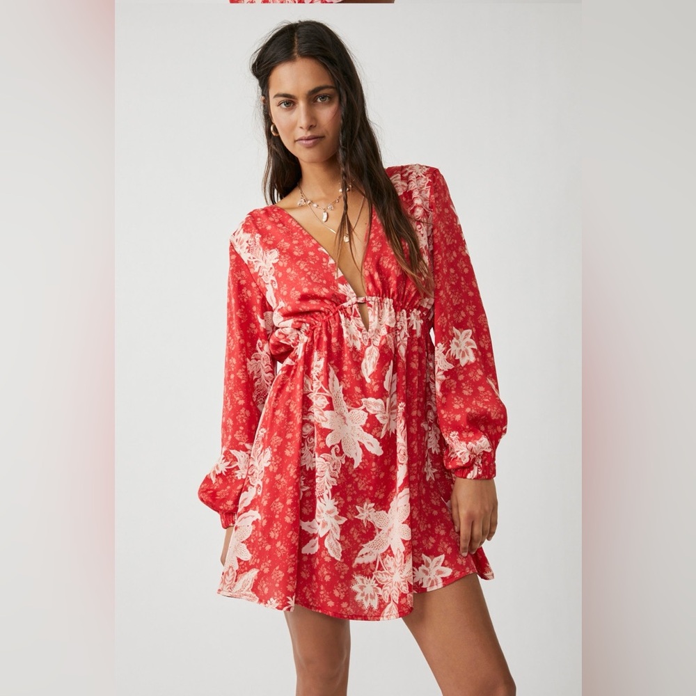NWT- Free People Soli Mini Dress Floral Combo Size Large